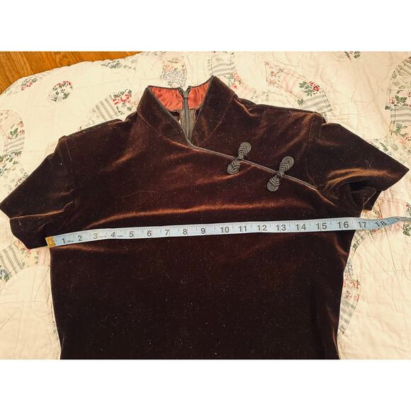 VINTAGE HENRI BENDEL VELVET ASIAN STYLE TOP - Picture 7 of 8